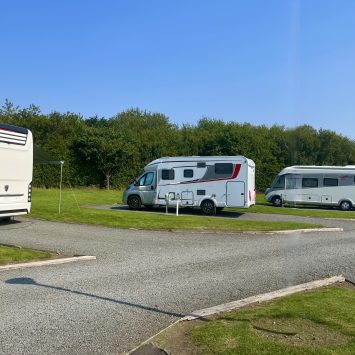 motorhomes pitched at Red Deer Village in Glagsow